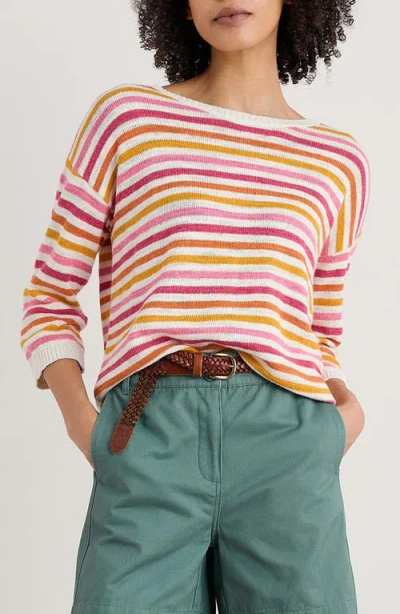 Seasalt Cornwall Knavock Stripe Organic Cotton & Linen Sweater In Red