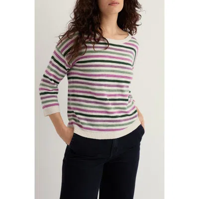 Seasalt Cornwall Knavock Stripe Organic Cotton & Linen Sweater In White