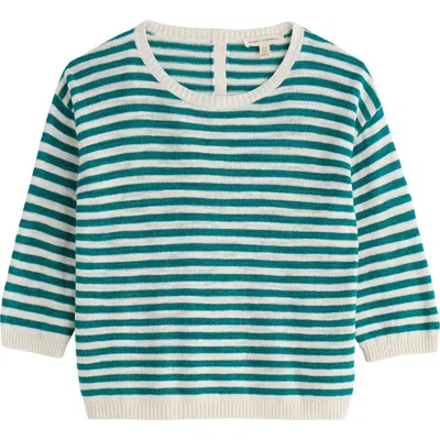 Seasalt Cornwall Knavock Stripe Organic Cotton & Linen Sweater In Green