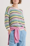 Seasalt Cornwall Knavock Stripe Organic Cotton & Linen Sweater In Knit Mini Cornish Orchid Multi