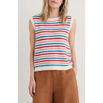 Seasalt Cornwall Knavok Sleeveless Cotton & Linen Sweater In Knit Mini Cornish Pink Sky Mix