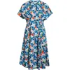 Seasalt Cornwall Lamorna Print Organic Cotton Midi Dress In Multi
