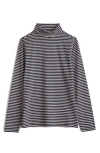 Seasalt Cornwall Landing Stripe Turtleneck Stretch Organic Cotton Top In Black
