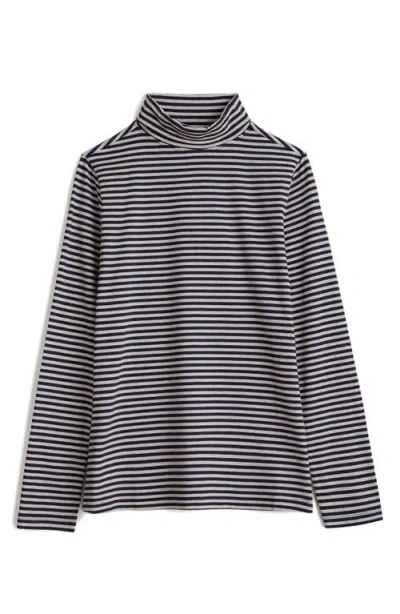 Seasalt Cornwall Landing Stripe Turtleneck Stretch Organic Cotton Top In Black