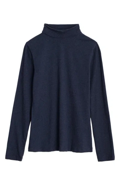 Seasalt Cornwall Landing Turtleneck Stretch Organic Cotton Top In Blue