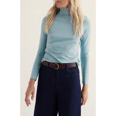 Seasalt Cornwall Landing Turtleneck Stretch Organic Cotton Top In Lichen