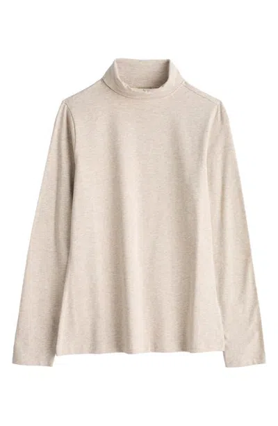 Seasalt Cornwall Landing Turtleneck Stretch Organic Cotton Top In Oatmeal