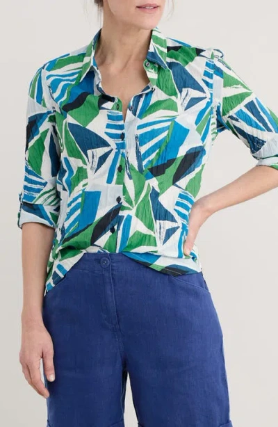 Seasalt Cornwall Larissa Abstract Print Organic Cotton Button-up Shirt In Spinnaker Sails Hedgerow