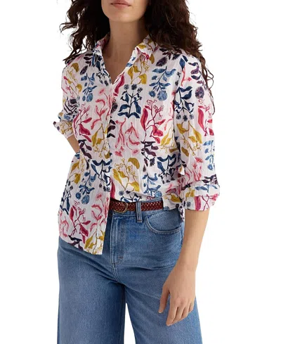 Seasalt Cornwall Larissa Crinkled Cotton 3/4 Sleeve Shirt In Brown