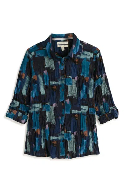 Seasalt Cornwall Larissa Crinkled Organic Cotton Shirt In Paint Texture Maritime