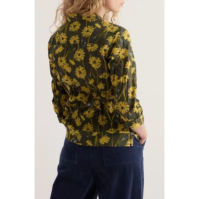Seasalt Cornwall Larissa Floral Crinkled Cotton Shirt In Dried Proteas Nori