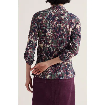 Seasalt Cornwall Larissa Organic Cotton Button-up Shirt In Inky Seedheads Aran