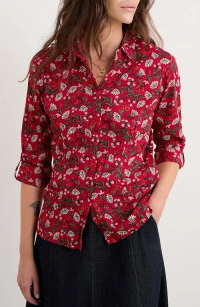 Seasalt Cornwall Larissa Printed Organic Cotton Button-up Shirt In Red