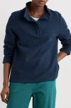 Seasalt Cornwall Last Boat Organic Cotton Half Placket Sweatshirt In Blue