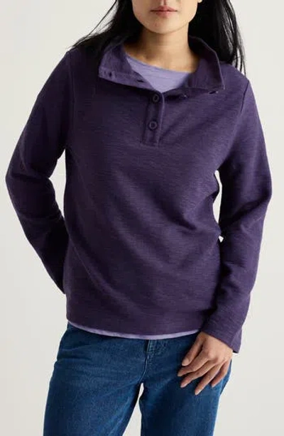 Seasalt Cornwall Last Boat Organic Cotton Half Placket Sweatshirt In Purple