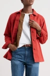 Seasalt Cornwall Long Field Organic Cotton Chore Jacket In Red