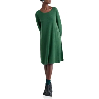 Seasalt Cornwall Long Sleeve Organic Cotton A-line Sweater Dress In Green