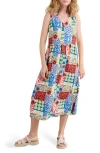 Seasalt Cornwall Lowland Sleeveless Linen Midi Dress In Multi