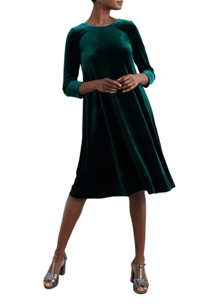 Seasalt Cornwall Mahonia Abstract Print Velvet Shift Dress In Green