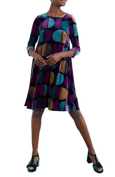 Seasalt Cornwall Mahonia Abstract Print Velvet Shift Dress In Multi