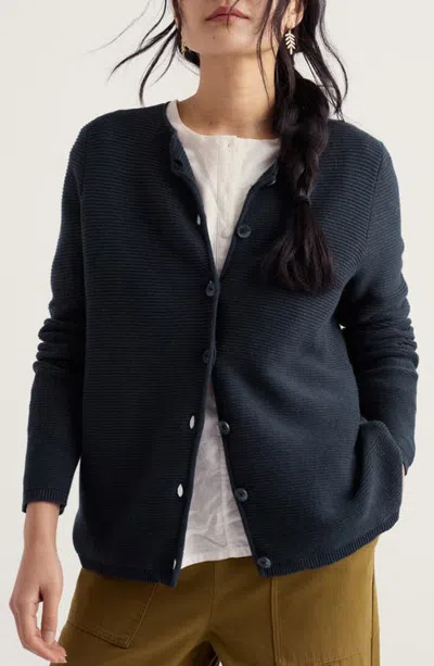 Seasalt Cornwall Makers Rib Organic & Recycled Cotton Cardigan In Blue