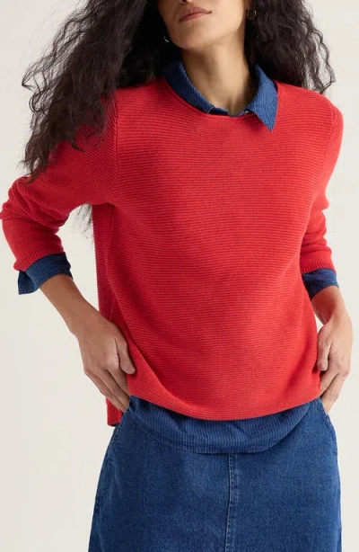 Seasalt Cornwall Makers Rib Organic & Recycled Cotton Sweater In Red