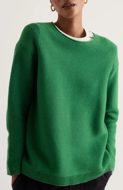 Seasalt Cornwall Makers Ribbed Crewneck Sweater In Green