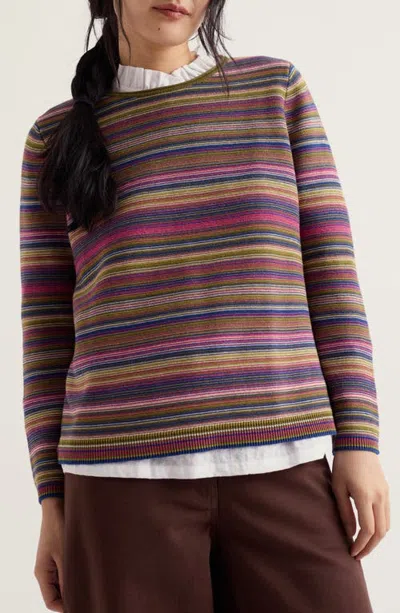 Seasalt Cornwall Makers Stripe Rib Organic Cotton Sweater In Ripple Marks Fern Mo