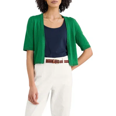 Seasalt Cornwall Maria Organic Cotton Crop Cardigan In Green