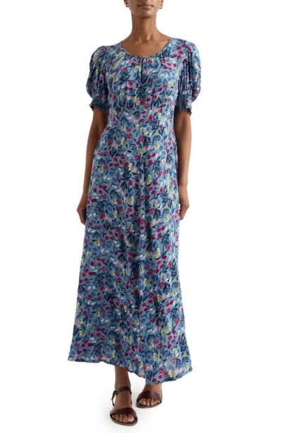 Seasalt Cornwall Marsh Violet Floral Dress In Blue