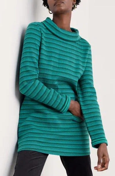 Seasalt Cornwall Mawgan Turtleneck Organic Cotton Tunic Top In Green
