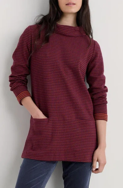 Seasalt Cornwall Mawgan Turtleneck Organic Cotton Tunic Top In Burgundy