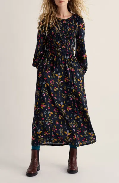 Seasalt Cornwall Meadowsweet Smocked Midi Dress In Black