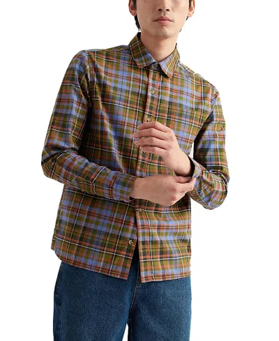 Seasalt Cornwall Goosander Plaid Organic Cotton Twill Button-up Shirt In Brown