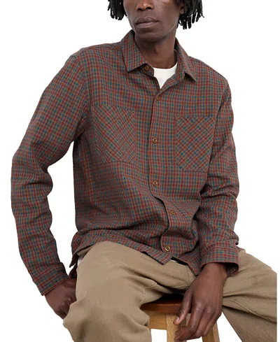 Seasalt Cornwall Rigging Check Textured Organic Cotton Button-up Overshirt In Brown