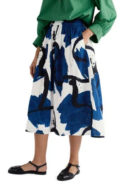Seasalt Cornwall Mevagissey Organic Cotton Midi Skirt In Blue