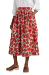 Seasalt Cornwall Mevagissey Organic Cotton Midi Skirt In Red