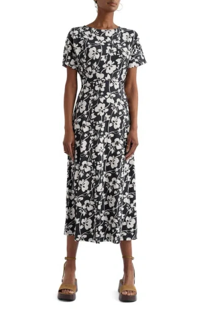 Seasalt Cornwall Mirva Floral Stretch Organic Cotton Jersey Midi Dress In Multi