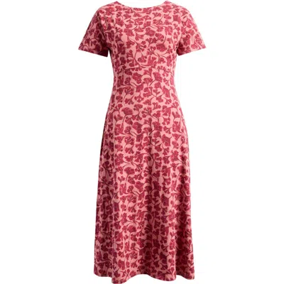 Seasalt Cornwall Mirva Floral Stretch Organic Cotton Jersey Midi Dress In Red