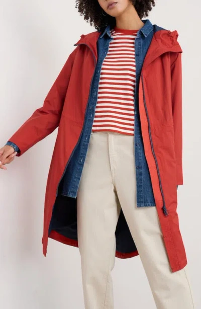 Seasalt Cornwall Mistborne Waterproof Hooded Raincoat In Dark Cinnamon