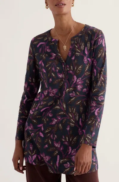 Seasalt Cornwall Moon Window Tunic In Floral Branches Inkwell