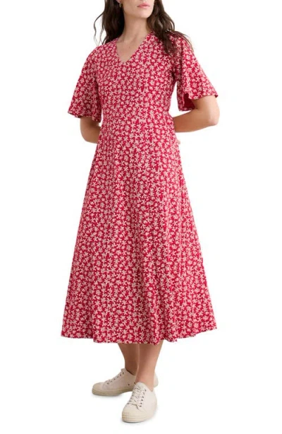 Seasalt Cornwall Nancy Jersey Midi Dress In Saltwater Ditsy Scarlet