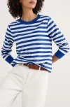 Seasalt Cornwall Nessa Stripe Organic Cotton Sweatshirt In Scallion Chalk Bright Marine