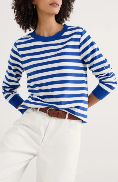 Seasalt Cornwall Nessa Stripe Organic Cotton Sweatshirt In Scallion Chalk Bright Marine
