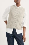 Seasalt Cornwall Newlyn Cable Merino Wool Blend Sweater Vest In Neutral