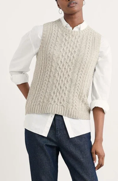Seasalt Cornwall Newlyn Cable Merino Wool Blend Sweater Vest In Neutral