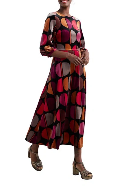Seasalt Cornwall Oak Cottage Geo Print Velvet Midi Dress In Multi