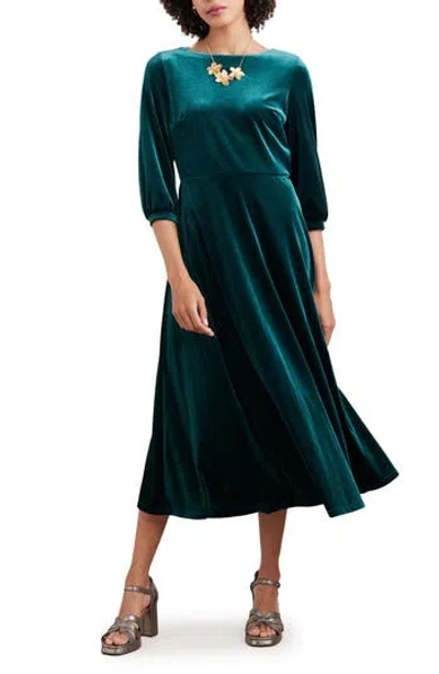 Seasalt Cornwall Oak Cottage Velour Dress In Green