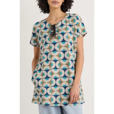 Seasalt Cornwall Ocean Gaze Daisy Print Organic Cotton Jersey Tunic In Blue