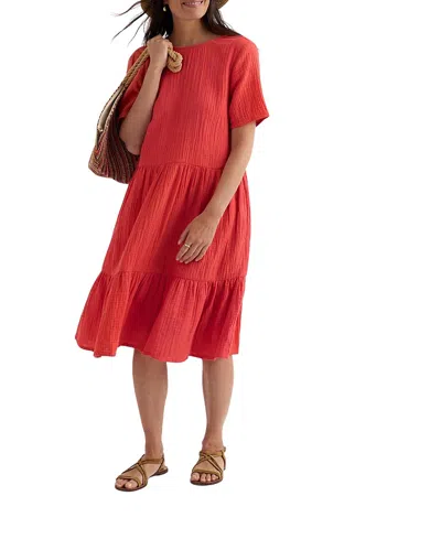 Seasalt Cornwall Pebble Comb Double Gauze Dress In Red